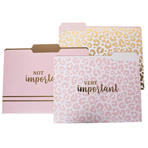 Graphique Designer “Very Important” File Folders | Set of 9 (3 Designs) | Letter Size Organizers | Decorative Office Supplies | Durable Coated Cardstock | Gold Foil Lettering | 1/3-Cut Tabs