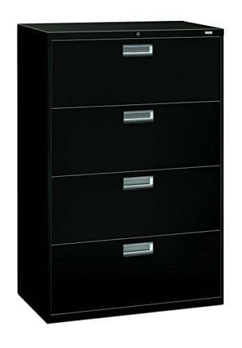 HON 4-Drawer Office Filing Cabinet – 600 Series Lateral Legal or Letter File Cabinet, 18″D, Black (H684)