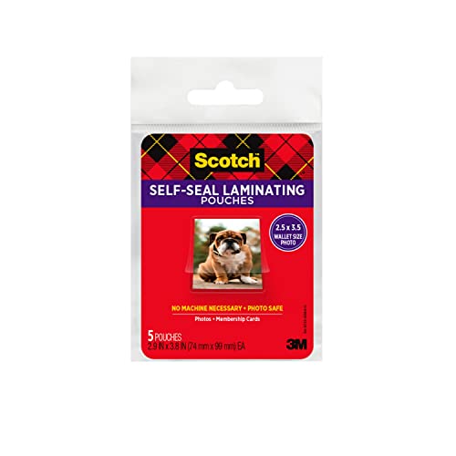 Scotch(R) Self-Sealing Laminating Pouches , Gloss Finish, 2 1/2 Inches x 3 1/2 Inches (PL903G)