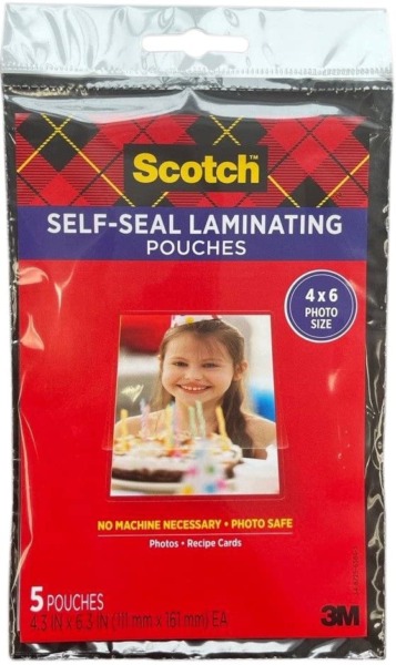Scotch(R) Self-Sealing Laminating Pouches, Gloss Finish, 4 x 6 Inches (PL900G)