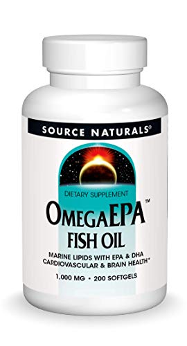 Source Naturals OmegaEPA Fish Oil – Marine Lipids with EPA & DHA Supports Cardiovascular & Brain Health – 200 Softgels