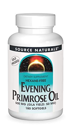 Source Naturals Evening Primrose Oil – Hexane-Free – 500mg – GLA Yield: 50 mg – Cold-Pressed – 180 Softgels