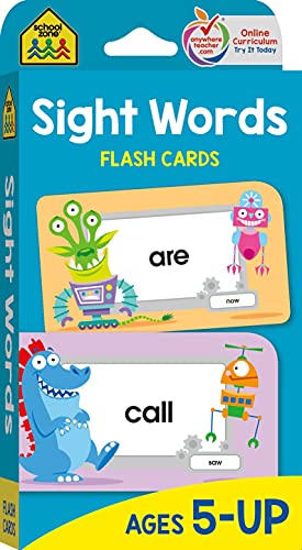 School Zone – Sight Words Flash Cards – Ages 5 and Up, Kindergarten to 1st Grade, Phonics, Beginning Reading, Sight Reading, Early-Reading Words, and More