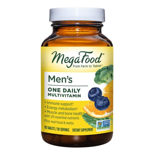 MegaFood Men’s One Daily – Men’s Multivitamins with B Complex Vitamins and Zinc – Gluten-Free and Made without Dairy or Soy – 90 Tabs
