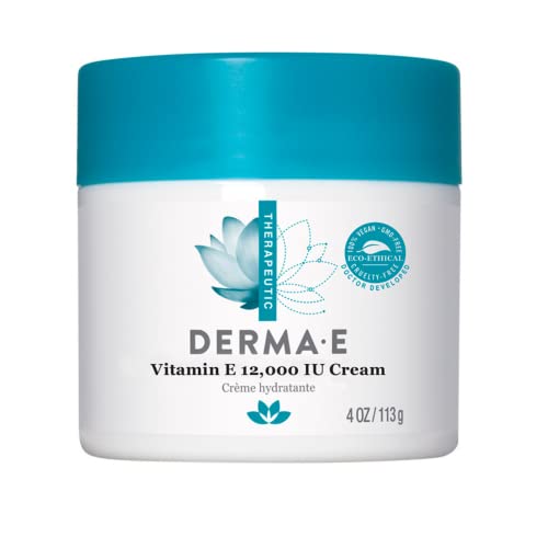 DERMA E Vitamin E 12,000 IU Cream – Moisturizer for Face and Body – Multi-purpose Face Cream, Hand Cream and Body Lotion Soothes and Protects, 4 oz