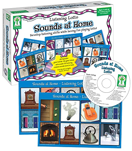 Key Education Listening Lotto: Sounds at Home, Children’s Auditory, Pre-Reading Language Learning Matching Board Game, 12 Photographic Game Boards With Audio CD, 1-12 Players, Ages 4+