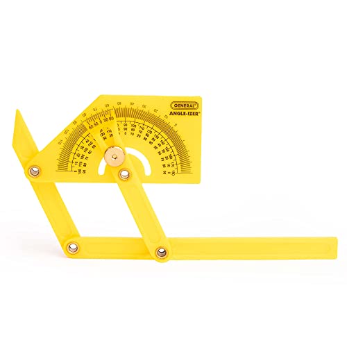 General Tools 29 Plastic Protractor and Angle Finder, Outside, Inside, Sloped Angles, 0° to 180° , Yellow