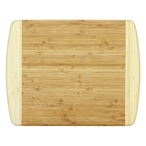 Totally Bamboo Kauai Bamboo Serving & Cutting Board, 14″ x 11.5″, Natural Two Tone