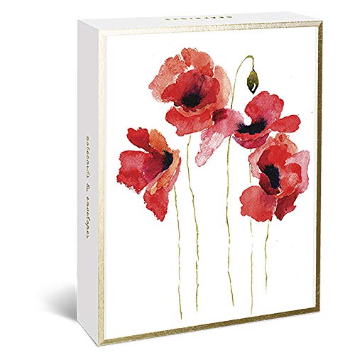 Graphique Watercolor Flowers Greeting Cards | 20 Pack | All Occasion Blank Note Cards with Envelopes | 4 Assorted Floral Designs with Gold Foil Borders | Boxed Set for Personalized Notes | 4.25″ x 6″
