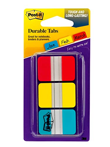 Post-it Tabs, 1 in, Solid, Red, Yellow, Blue, 22 Tabs/Color, 66 Tabs/On-the-Go Dispenser (686-RYB)