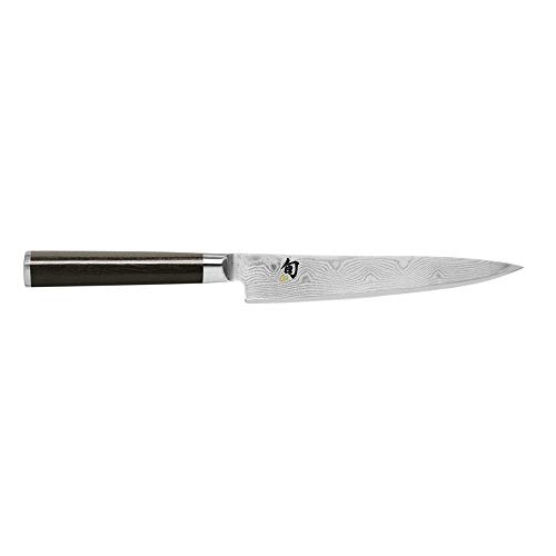 Shun Cutlery Classic Utility Knife 6″, Narrow, Straight-Bladed Kitchen Knife Perfect for Precise Cuts, Ideal for Preparing Sandwiches or Trimming Small Vegetables, Handcrafted Japanese Knife