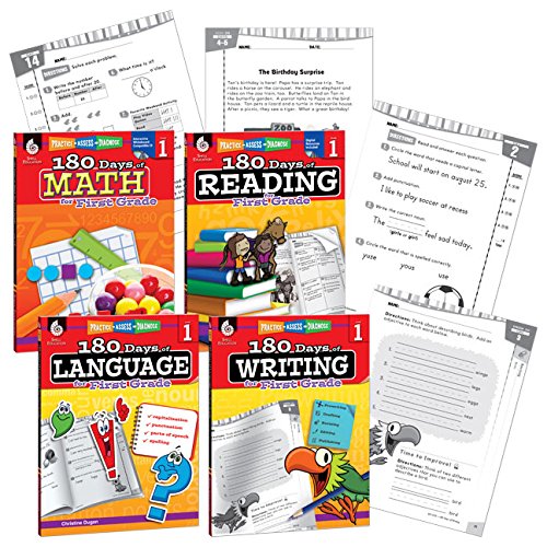 180 Days of Practice 4 Book Bundle: Daily Activities to Strengthen First Grade Literacy and Math Skills