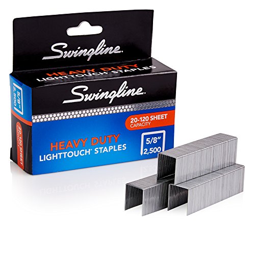 Swingline Staples, Heavy Duty, 5/8″ Length, 20-120 Sheet Capacity, 100/Strip, 2500/Box, 1 Pack, Light Touch (90009)