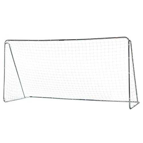 Franklin Sports Competition Soccer Goal – Steel Backyard Soccer Goal with All Weather Net – Includes 6 Ground Stakes – 6’x4′ Soccer Goal – Silver