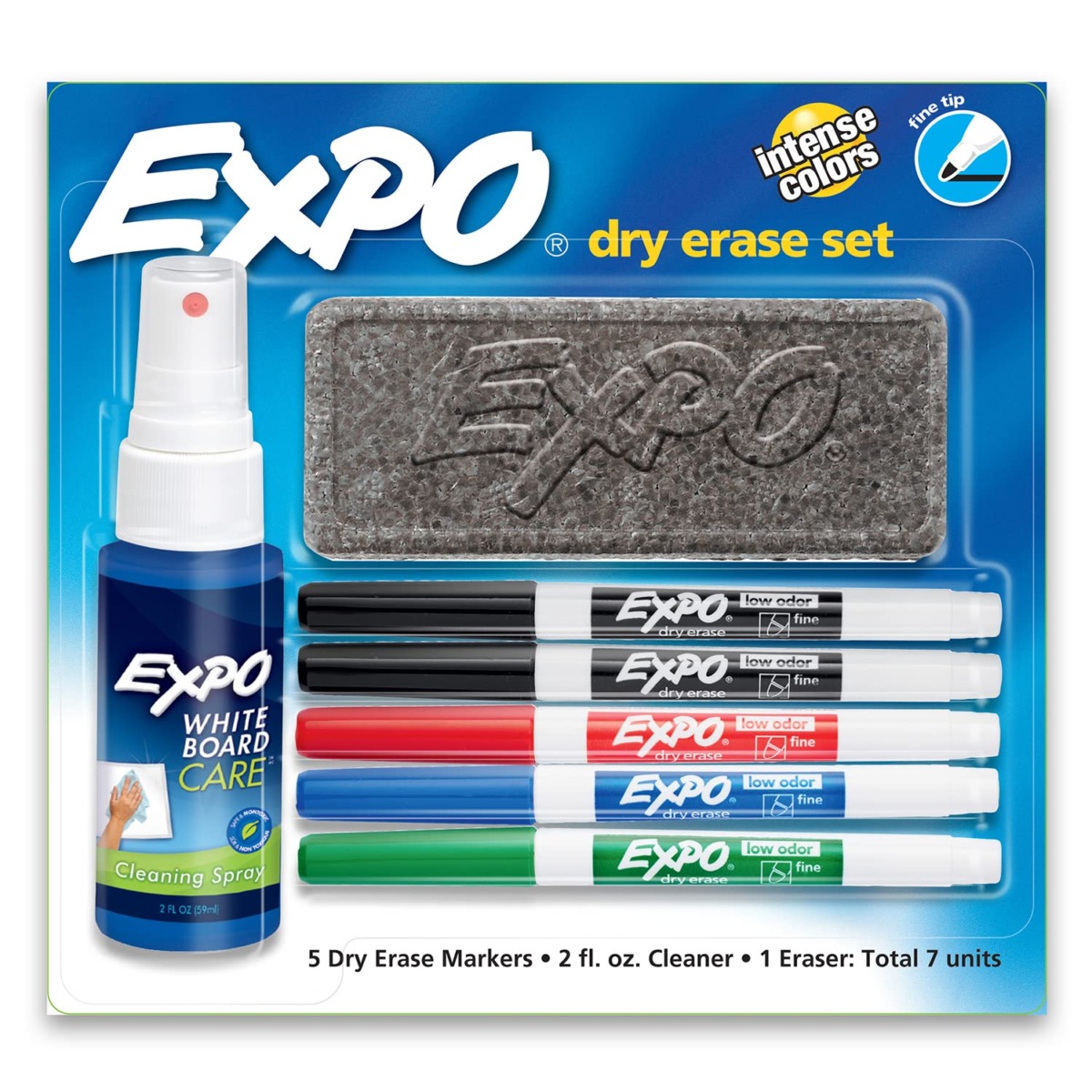 EXPO Low Odor Dry Erase Marker Starter Set, Fine Tip, Assorted Colors, 7-Piece Kit | The Storepaperoomates Retail Market - Fast Affordable Shopping