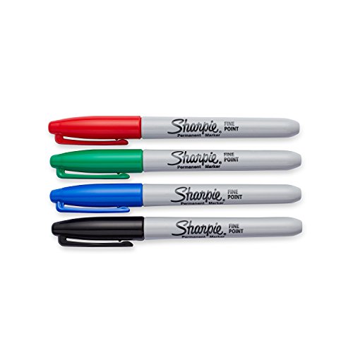 SHARPIE Permanent Markers, Fine Point, Assorted Colors, 4-Pack (30074)