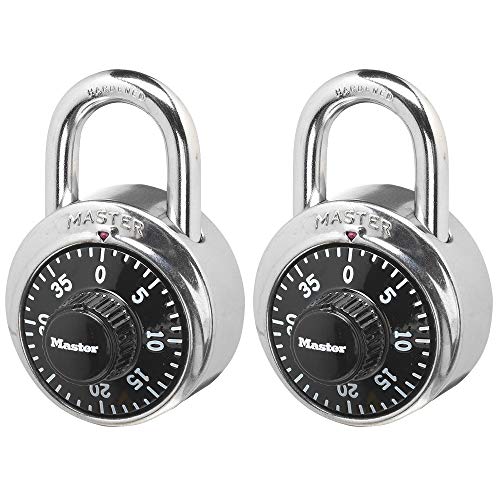 Master Lock Locker Locks, Combination Locks for Gym and School Lockers, 2 Pack, 1500T, Black