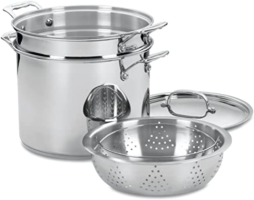 Cuisinart 77-412P1 Piece 12-Quart Chef’s-Classic-Stainless-Cookware-Collection, Pasta/Steamer Set (4-Pc.)