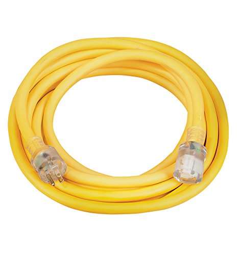 Coleman Cable 02687 10/3 Vinyl Outdoor Extension Cord with Lighted End, 25-Foot