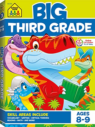 School Zone – Big Third Grade Workbook – 320 Pages, Ages 8 to 9, 3rd Grade, Reading, Writing, Math, Science, History, Social Science, Critical Thinking, and More (School Zone Big Workbook Series)
