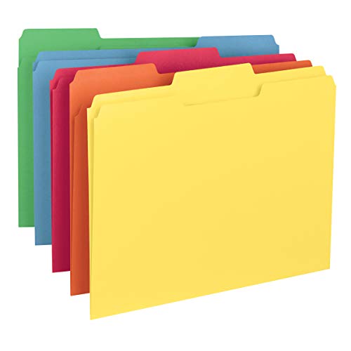 Smead Colored File Folder, 1/3-Cut Tab, Letter Size, Assorted Primary Colors, 100 per Box (11943)