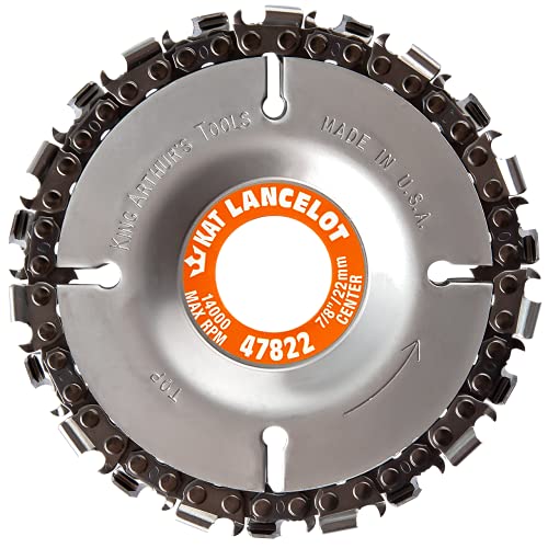King Arthur’s Tools Original & Patented Lancelot 22 Tooth Circular Saw Blade Carving Disc for Woodworking, Removal, Cutting, and Shaping – Fits Most Standard 4 1/2″, 115-125mm Angle Grinders # 47822