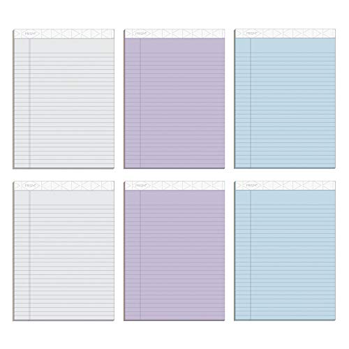 TOPS Prism+ Writing Pads, 8-1/2″ x 11-3/4″, Assorted Colors 2 Each: Gray, Orchid, Blue, Legal Rule, 50 Sheets, Perforated Pages, 6 Pack (63116)