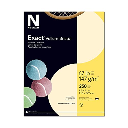 Neenah Exact Vellum Bristol Cardstock, 8.5″ x 11″, 67 lb/147 GSM, Ivory, 250 Sheets (81368)