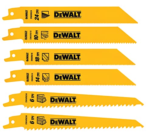 DEWALT Reciprocating Saw Blades, Metal/Wood Cutting Set, 6-Piece (DW4856)