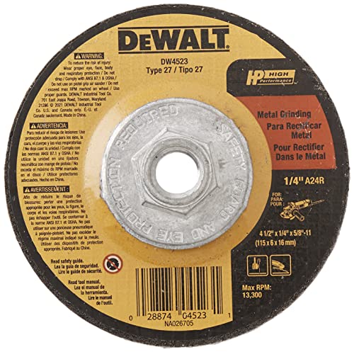 DEWALT Grinding Wheel, General Purpose for Metal, 4-1/2-Inch x 1/4-Inch x 5/8-Inch (DW4523)