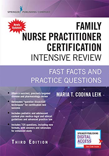 Family Nurse Practitioner Certification Intensive Review, Third Edition: Fast Facts and Practice Questions – Book and Free App – Highly Rated FNP Exam Review Book