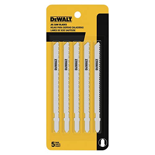DEWALT DW3750-5 4-Inch 6 TPI Fast Wood Cut Cobalt Alloy Steel Steel T-Shank Jig Saw Blade (5-Pack)