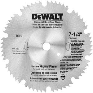 DEWALT DW3327 7-1/4-Inch 60 Tooth Hollow Ground Planer Steel Saw Blade with 5/8-Inch and Diamond Knockout Arbor