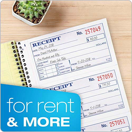 Adams Money and Rent Receipt Book, 2-Part Carbonless, 5-1/4″ x 11″, Spiral Bound, 200 Sets per Book, 4 Receipts per Page (SC1152) | The Storepaperoomates Retail Market - Fast Affordable Shopping