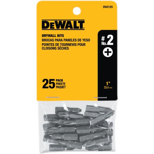 DEWALT DW2125 #2 Phillips Drywall Bit Tip (25-Pack), Silver metallic