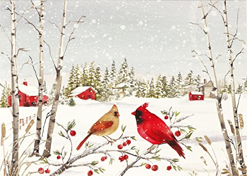 Cardinals in Winter Deluxe Boxed Holiday Cards (20 cards, 21 self-sealing envelopes)