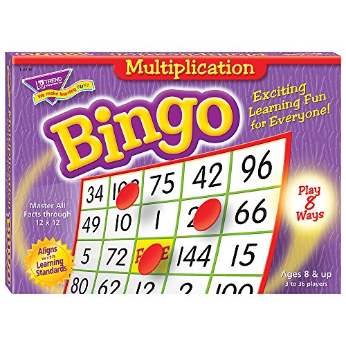TREND ENTERPRISES: Multiplication Bingo Game, Exciting Way for Everyone to Learn, Play 8 Different Ways, Great for Classrooms and Home, 2 to 36 Players, For Ages 8 and Up