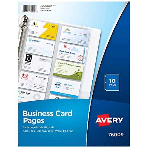 Avery Business Card Pages, Pack of 10 (76009)