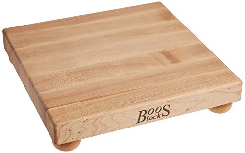 John Boos Block B12S Maple Wood Edge Grain Cutting Board with Feet, 12 Inches Square, 1.5 Inches Thick