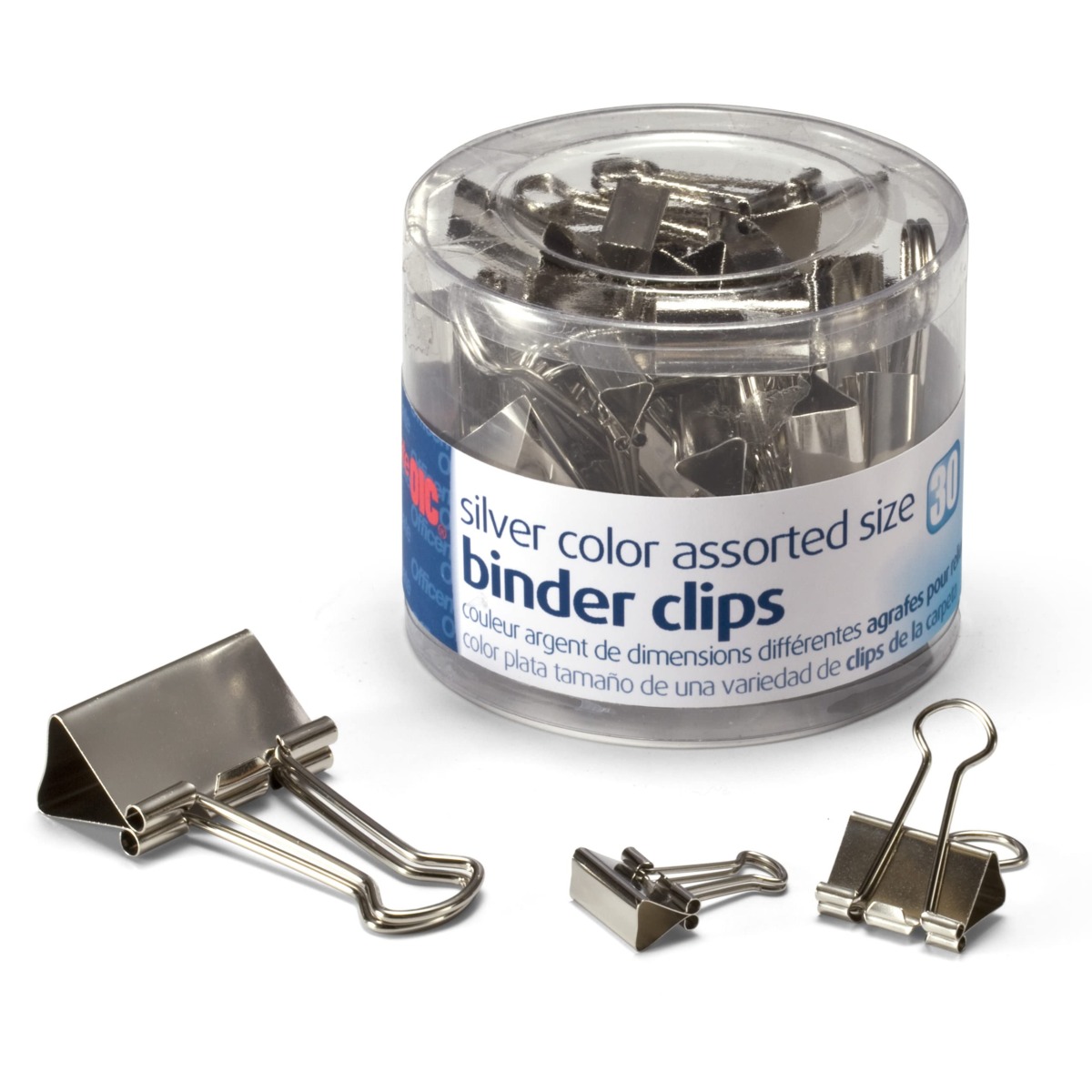 Officemate Silver Binder Clips, Assorted Sizes, 30/Tub (31021) | The Storepaperoomates Retail Market - Fast Affordable Shopping