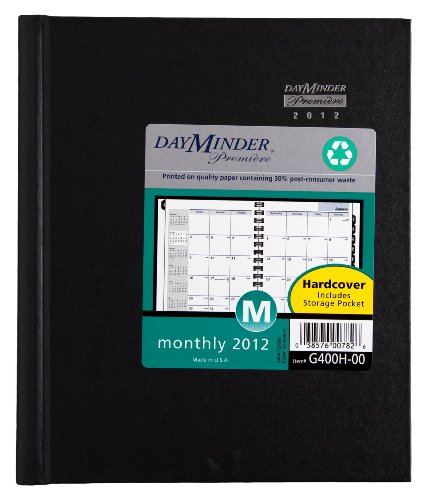 DayMinder Première Recycled Monthly Planner, 6 x 9-Inches, Black, 2012 (G400H-00)