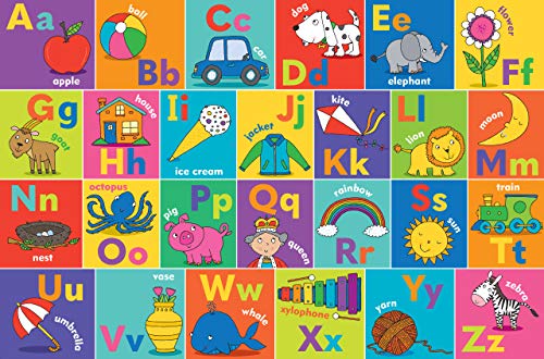 The Alphabet Jumbo Floor Puzzle – Fun and Educational Puzzle with Upper and Lowercase Letters, First Words and Pictures. (24 Pieces) (36 inches Wide x 24 inches high)