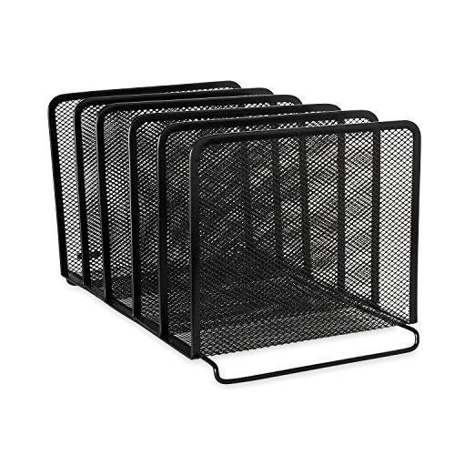 Rolodex Mesh Collection Stacking Sorter, 5-Section, Standard Packaging , Black