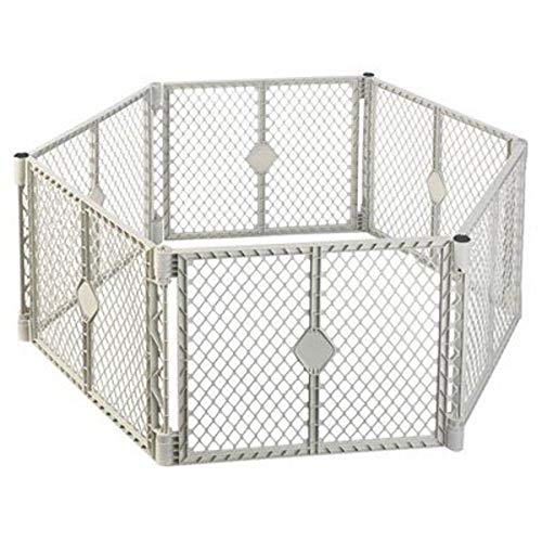North States Industries State IND 8666 Grey 6 Panel Play Gate, White