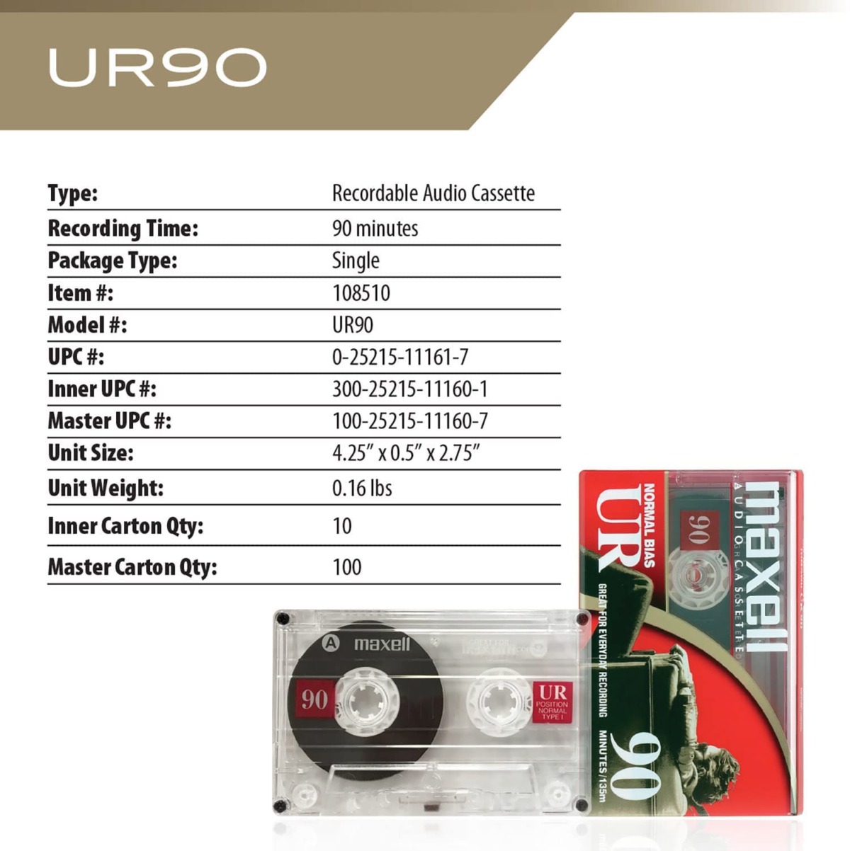 Maxell UR 90 Normal Bias Blank Audio Recording Cassette Tape, Low Noise, 90 Minute Recording Time, 5 Pack | The Storepaperoomates Retail Market - Fast Affordable Shopping