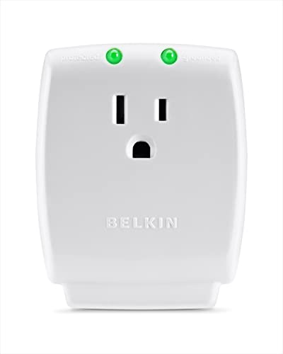 Belkin 1-Outlet Home Series SurgeCube – Grounded Outlet Portable Wall Tap Adapter with Ground & Protected Light Indicators for Home, Office, Travel, Computer Desktop & Charging Brick-White, 885 Joules