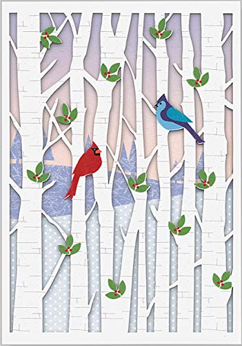 Birds in Birches Holiday Boxed Cards (Laser Cut) (Christmas Cards, Holiday Cards, Greeting Cards)