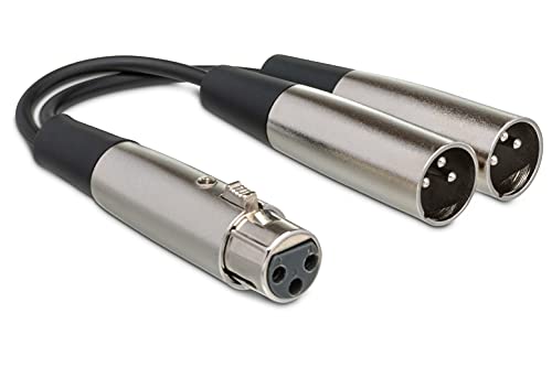 Hosa YXM-121 XLR3F to Dual XLR3M Y Cable, 6 Inch