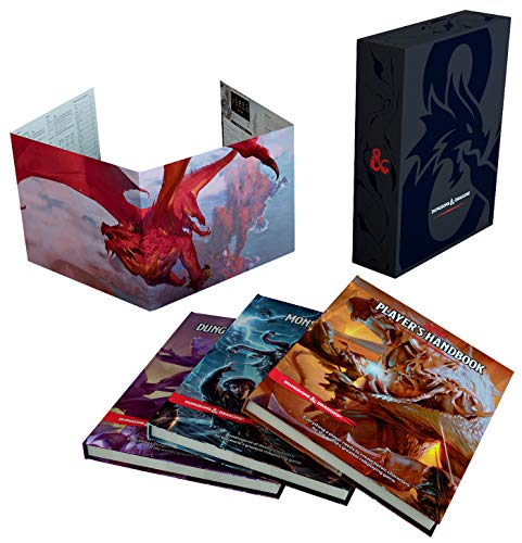 Dungeons & Dragons Core Rulebooks Gift Set (Special Foil Covers Edition with Slipcase, Player’s Handbook, Dungeon Master’s Guide, Monster Manual, DM Screen)