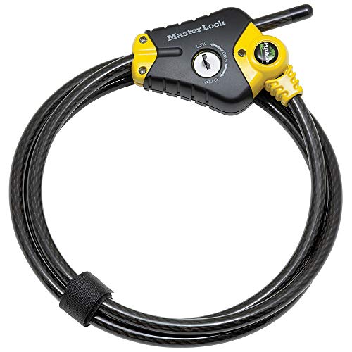 Master Lock 8413DPF Python Cable Lock with Key, 1 Pack, Black and Yellow, 6′ x 3/8″ diameter